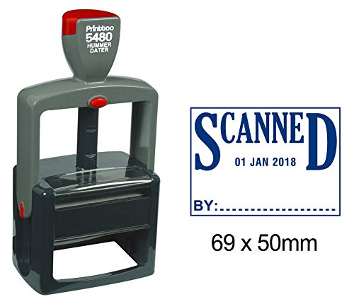 Printtoo Self Inking Heavy Duty Dater Stamp With Scanned By Text Office Stationery Date Rubber Stamp-Blue von Printtoo