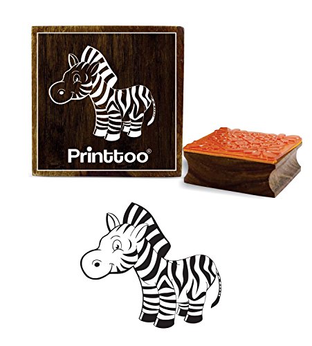 Printtoo Zebra-Muster Holz Quadrat Stempel Handwerk Textil Brown Briefmarken-3 x 3 Zoll von Printtoo
