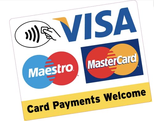 Vinyl-Aufkleber "Card Contactless Payments Welcome", groß, quadratisch, 150 x 120 mm von Printwhizz Ltd