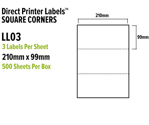 Priory Direct A4-Bogen mit 3 Etiketten, 210 x 99 mm, 100 Blatt von Priory Direct