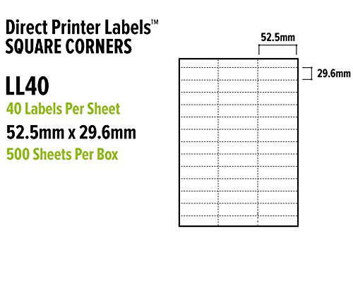 Priory Direct A4-Bogen mit 40 Etiketten, 52 x 29 mm, 500 Blatt von Priory Direct
