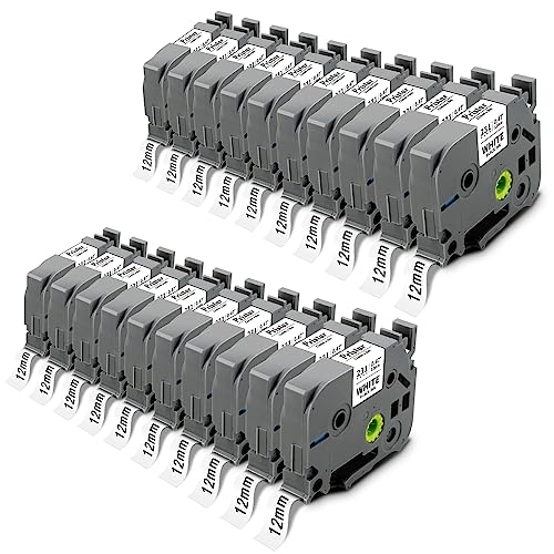 Pristar 20x Kompatibel für Brother P touch Schriftband 12mm für Tze-231 Tze231, für Brother P-Touch H100R H105 H100LB PT-H110 H107B 1000 1010 H105 H100LB H100R D210 D400 D460VP D600VP D610BT P710BT von Pristar