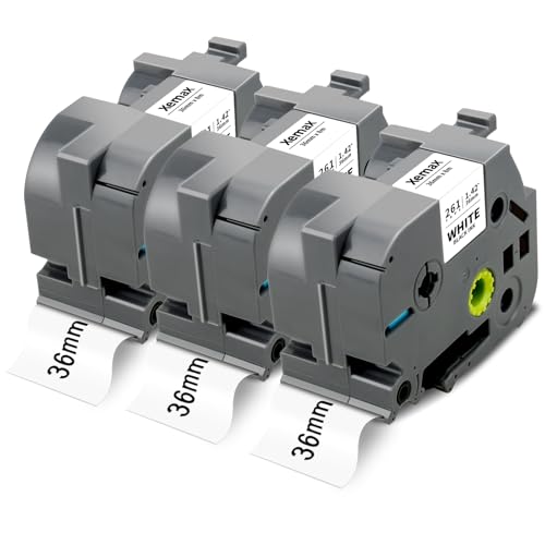 Pristar 3x Kompatibel Schriftband für Brother P-Touch Bänder TZe 36mm Ersatz für Brother TZe-261 TZe261 für Brother P-touch CUBE Pro PT-P910BT PT-P950NW PT-P900W Beschriftungsgerät, Schwarz auf Weiß von Pristar