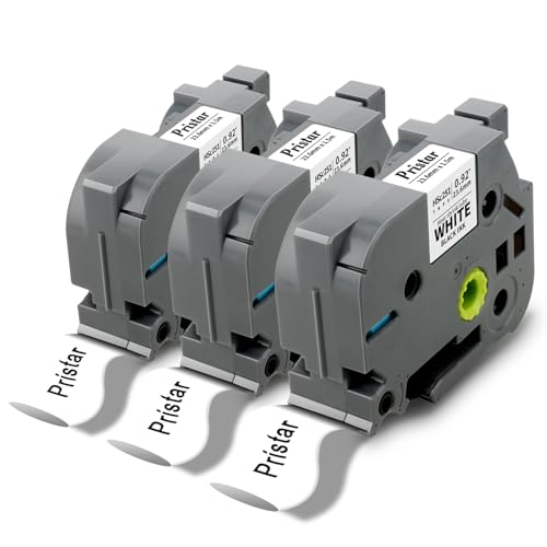 Pristar 3x Kompatibel mit Brother P-touch Schrumpfschläuche HSe-251 HSe251 HS251 HS-251 Schriftband für Brother PT-E500VP PT-E510VP PT-E550WVP PT-E560BTVP PT-E850TKW 23,6mm x 1,5 m, Schwarz auf Weiß von Pristar