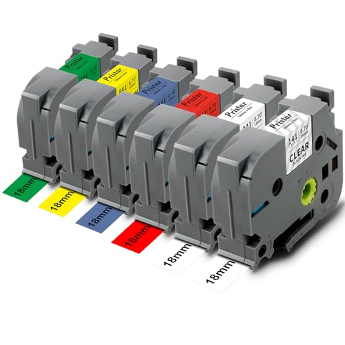 Pristar 6er-Pack Kompatible Tze 18mm für Brother TZe-141 TZe-241 TZe-441 TZe-541 TZe-641 TZe-741 TZe für Ptouch PT-D400 P710BT D400VP D600VP P750W D450VP P700 1830VP D410 D410VP E500VP E550WVP von Pristar
