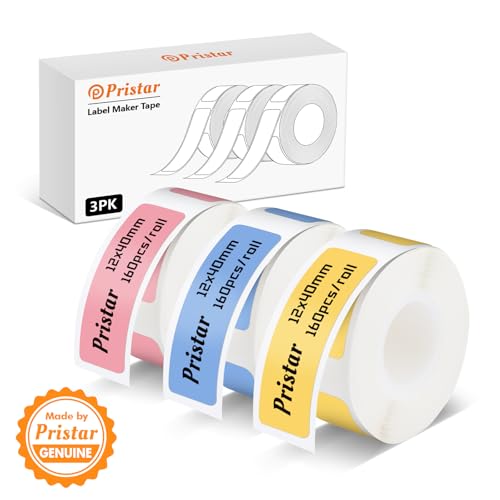 Pristar P15 Etiketten, 3 Rollen 12mm * 40mm Selbstklebendes Thermoband Etiketten, Kompatibel mit P15 Etikettendrucker, Pink+Gelb+Blau, 160 Etiketten/Rolle Pristar P15 Etiketten, 3 Rollen 12mm * 40mm Selbstklebendes Thermoband Etiketten, Kompatibel mit P15 Etikettendrucker, Pink+Gelb+Blau, 160 Etiketten/Rolle von Pristar