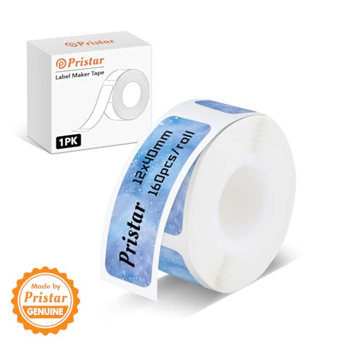 Pristar P15 Weihnachtsetikettenband, 1 Rolle, 12 mm x 40 mm, selbstklebendes Thermoetikettenpapier, kompatibel mit P15 Etikettendrucker, Sternenhimmel, 150 Etiketten/Rolle, 1 Rolle von Pristar