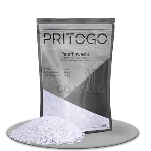 Pritogo Paraffinwachs Kerzenwachs für Kerzen zum Gießen (4,5kg) weiß - Made in Germany - Wachs-Granulat Pastillen Vollraffiniert - Markenqualität von Pritogo