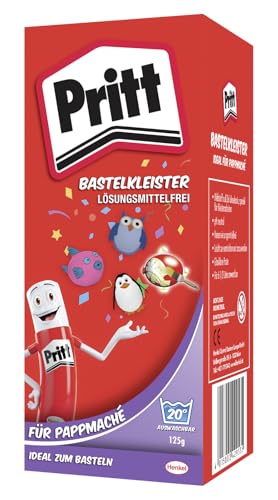 Pritt Bastelkleister Pappmaché, 125 g Pulver, sicher für Kinder, mit warmen Wasser auswaschbar, frei von Konservierungs- und Lösungsmitteln, 9H 1888145 von Pritt