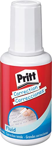Pritt Correction Fluid, deckt sauber ohne zu verschmieren, schnell trocknendes Flüssig-Korrekturmittel, zum Korrigieren einzelner Buchstaben, ganzer Wörter und Zeilen von Pritt