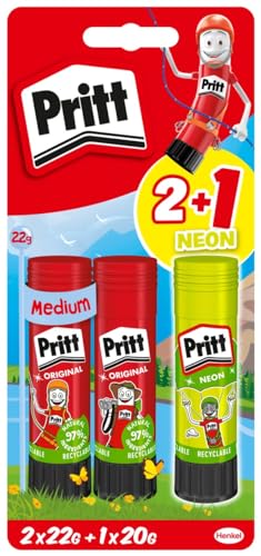Pritt Klebestift Design-Motiv Set, sicherer und kinderfreundlicher Kleber für Kunst und Bastelarbeiten, starker Klebstoff für die Schule, 2x22g original und 1 x 20g bunter Pritt Stift, 9H PBS2B Pritt Klebestift Design-Motiv Set, sicherer und kinderfreundlicher Kleber für Kunst und Bastelarbeiten, starker Klebstoff für die Schule, 2x22g original und 1 x 20g bunter Pritt Stift, 9H PBS2B von Pritt