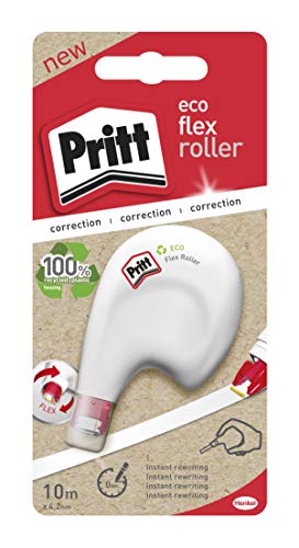 Pritt Korrekturroller ECO Flex Sideway, ergonomisches Design für seitliche Anwendung, Breite 4,2mm, Länge 10m, flexible Spitze, 9H PRKEB von Pritt