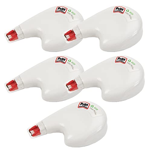 Pritt Korrekturroller Eco Flex, seitliche Anwendung, sofort überschreibbar, Bandlänge 10 m, Bandbreite 4,2 mm, Spar-Set mit 5 Rollern, 9H PRKEB VS weiß von Pritt