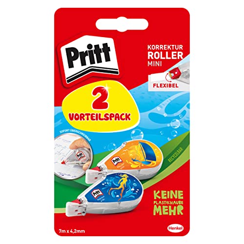 Pritt Korrekturroller Flex Design-Motiv Set, Mini Format, premium Korrekturband sofort überschreibbar, mit flexibler Spitze, Bandbreite: 4.2 mm, Bandlänge: 7 m, 9H PRB22 von Pritt