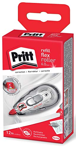 Pritt Korrekturroller Refill Flex Roller Midway, einfach nachfüllbar, einziehbare flexible Spitze, Push & Pull Funktion für beidseitige Anwendung, Breite 6mm, Länge 12m, 9H PRR6H von Pritt