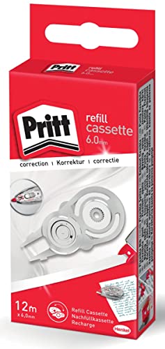 Pritt Nachfüllkassette für Korrekturroller Refill Flex Roller Midway, Breite 6mm, Länge 12m, flexible und einziehbare Spitze, Push & Pull Funktion, 9H PRX6H von Pritt