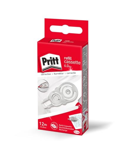 Pritt Nachfüllkassette für Korrekturroller Refill Flex Roller Midway, Breite 6mm, Länge 12m, flexible und einziehbare Spitze, Push & Pull Funktion, 9H PRX6H von Pritt