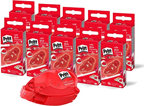 Pritt ZRXPH Kleberoller Refillkassette, permanent, Bandlänge: 16 m, Bandbreite 8.4 mm, 10 Stück (Promo Pack inklusive extra Kleberoller) von Pritt