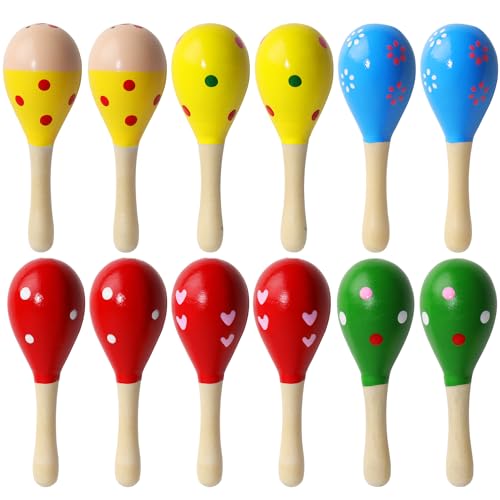 Prmape 12 Stück Mini Hölzerne Maracas, Maracas Holz Kinder, 12cm Rassel Holz Musikinstrument, Rasseln Aus Holz für Kinder, Partys und Schulen Prmape 12 Stück Mini Hölzerne Maracas, Maracas Holz Kinder, 12cm Rassel Holz Musikinstrument, Rasseln Aus Holz für Kinder, Partys und Schulen von Prmape