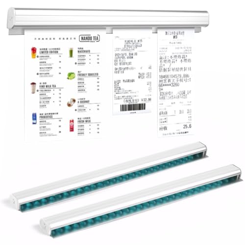Prmape 2 Stück Bonhalter Gastronomie, Bonleiste 40 Cm, Bonschiene Bonleiste Gastronomie Bonhalter Notizleiste, Selbstklebend Aluminium Bestellhalter für Küche Hotel Bar Büro Bestellungen Ticket von Prmape