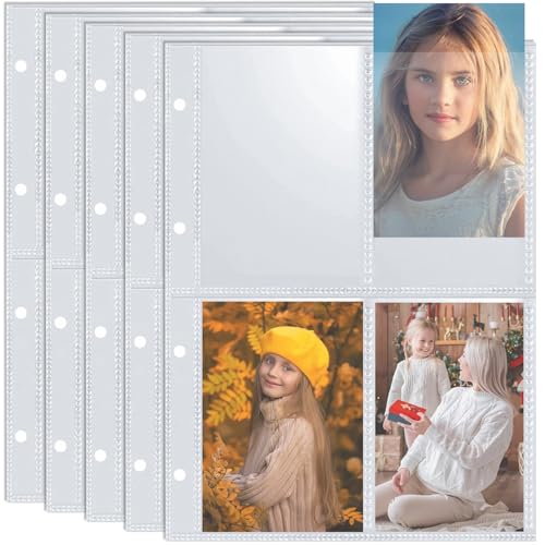 Prmape 20 Stück Fotohüllen DIN A4, 4-Fach Geteilt Fotosichthüllen, 10.2x15 cm Transparent Postkartenhüllen, 80 Card Slots Prospekthülle zum Schutz von Postkarten Fotos von Prmape