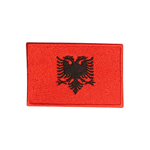 Albanische Nationalflagge zum Aufbügeln oder Aufnähen, bestickt, 9 x 6 cm von Pro Armour