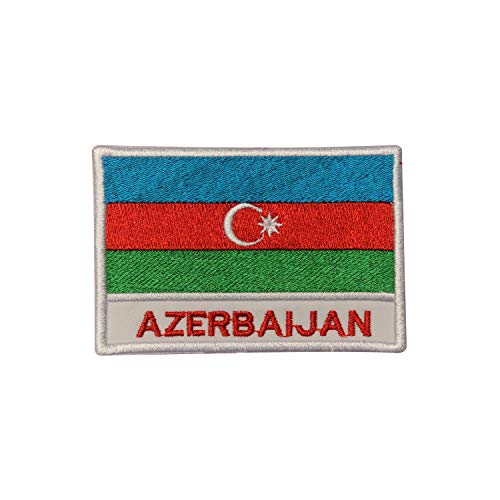 Aufnäher / Bügelbild mit Aserbaidschanischer Nationalflagge, bestickt, zum Aufnähen oder Aufbügeln, 9 x 6 cm von Pro Armour