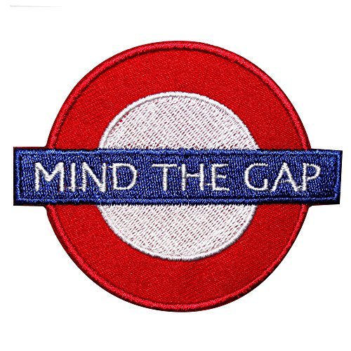 Aufnäher / Bügelbild mit Aufschrift "Mind The Gap", bestickt, für Kleidung etc., 7 x 8 cm, Blau von Pro Armour