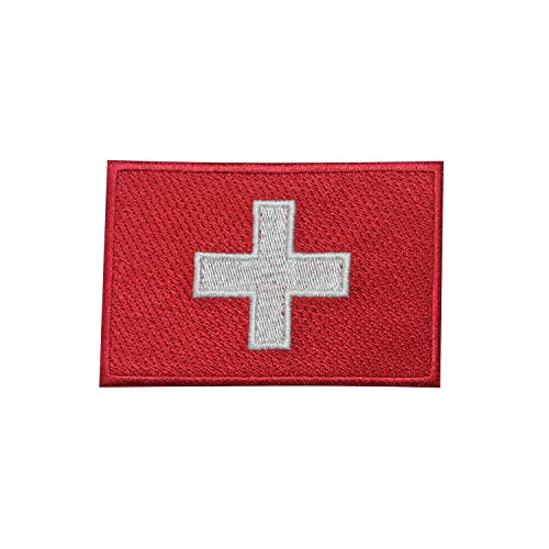 Aufnäher / Bügelbild mit Schweizer Nationalflagge, bestickt, zum Aufbügeln oder Aufnähen, 9 x 6 cm von Pro Armour