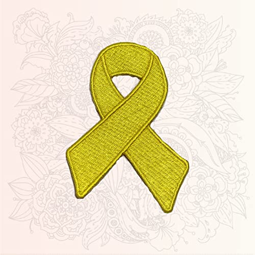 Aufnäher zum Aufbügeln oder Aufnähen von Krebs-Bewusstseinssymbol, Gelb, 9 x 6 cm von Pro Armour