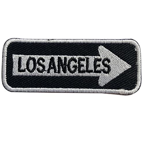 Los Angeles Straßenschild, bestickt, zum Aufbügeln oder Aufnähen, für Kleidung etc., 7,5 x 3 cm von Pro Armour