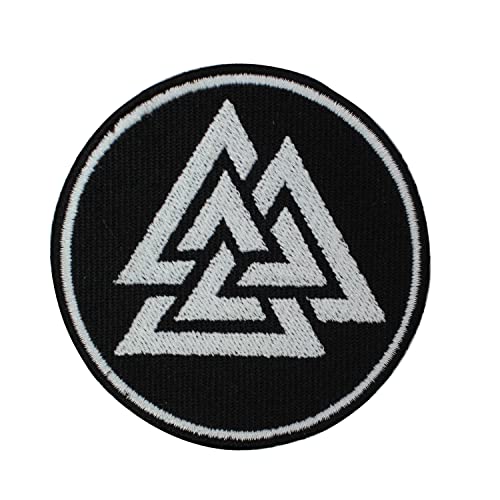 Valknut Wikinger-Dreiecke, schwarz, rund, bestickt, zum Aufnähen oder Aufbügeln, 7 cm Valknut Wikinger-Dreiecke, schwarz, rund, bestickt, zum Aufnähen oder Aufbügeln, 7 cm von Pro Armour