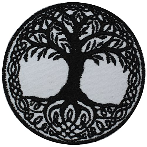 Wikinger Baum des Lebens weiß Yggdrasil bestickt zum Aufbügeln oder Aufnähen auf Kleidung etc. 7 cm von Pro Armour