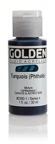 Pro-Art Golden Fluid Acrylfarbe, 1 Unze, Türkis, Phthalo, 30 ml (1 Stück) von Golden Artist Colors