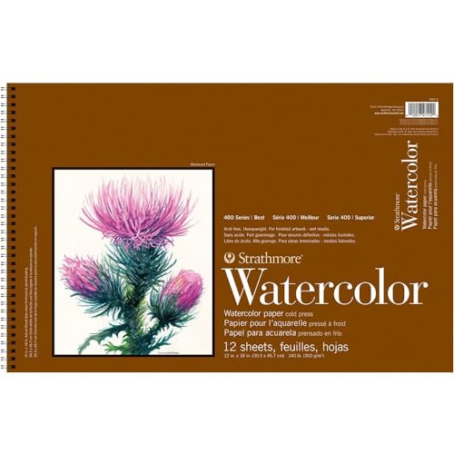 Strathmore 440-3 Aquarellpapierblock, 30,5 x 45,7 cm, 63,5 kg, Kaltpressung, 12 Blatt, Papier, weiß, 12" x 18" von Strathmore
