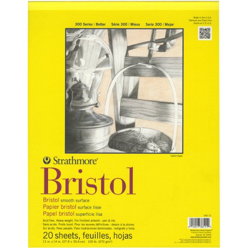 Strathmore 300 Series Bristol Smooth Paper Pad 27,9 x 35,6 cm, 20 Blatt, Papier, durchsichtig, 11x14 Strathmore 300 Series Bristol Smooth Paper Pad 27,9 x 35,6 cm, 20 Blatt, Papier, durchsichtig, 11x14 von Strathmore