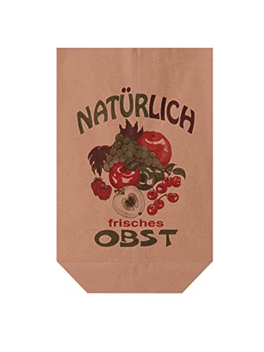 1000 Obstbodenbeutel Papiertüten Kreuzbodenbeutel mit Obst Motiv 16,5x26cm für 1kg - Inkl. VerpG in D von Pro DP