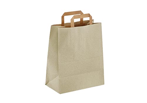 250 Bio Graspapier Tragetaschen Papiertragetaschen Gras Papiertüten extrastark 125g/m² naturbraun versch. Größen - Inkl. VerpackG in D (22+8x30cm) von Pro DP