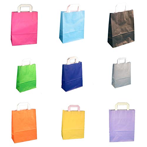 250 Papiertragetaschen Papiertüten Einkaufstüten Geschenktüten Papier 70-80g/m² 3 Verschiedene Größen 9 Farben wählbar (Gelb, 18+8x22cm) von Pro DP