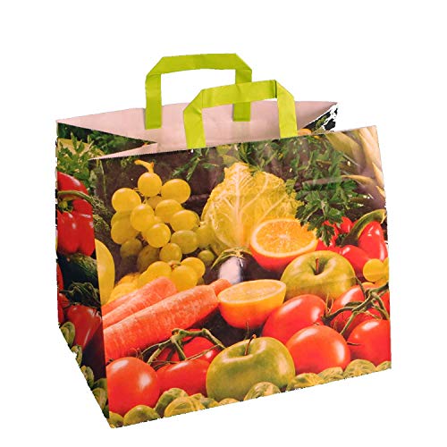 250 Papiertragetaschen Papiertüten Tragetaschen Papier 90g/m² 32+22x27cm Neutralmotiv "Vitale" Obst & Gemüse 250 Papiertragetaschen Papiertüten Tragetaschen Papier 90g/m² 32+22x27cm Neutralmotiv "Vitale" Obst & Gemüse von Pro DP