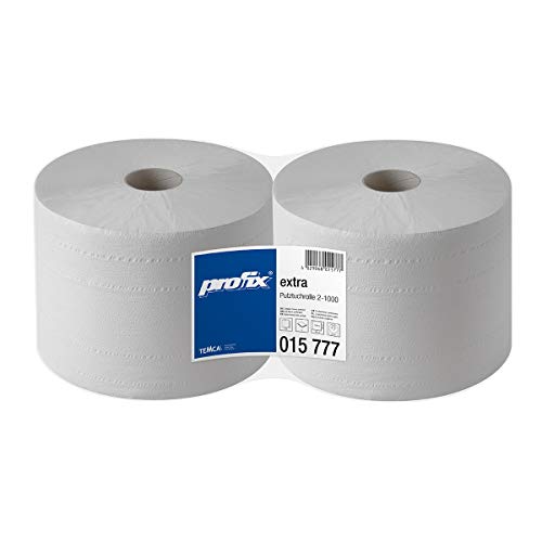 2x Putztuchrollen Papier Putzrollen Papierrollen 2lg 2-lagig Tissue saugstark weiß 1000 Abrisse á 24x36cm je Rolle von Pro DP