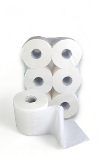 6 Handtuchrollen Papierhandtuchrollen Papierrollen MIDI Rollen 2-lagig Tissue Hochweiß 20cm breit 160m perforiert 450 Blatt á 20x36cm Innenabrollung von Pro DP