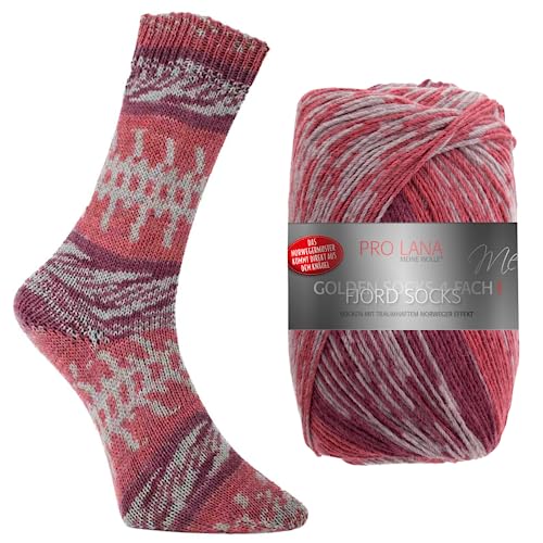 Pro Lana Fjord Socks Farbe 193, Sockenwolle musterbildend, Wolle Norwegermuster zum Stricken, 100g, 400m von Pro Lana / theofeel