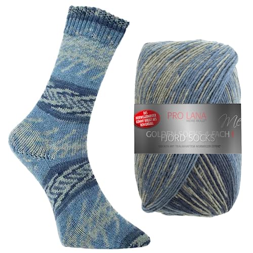 Pro Lana Fjord Socks Farbe 197, Sockenwolle musterbildend, Wolle Norwegermuster zum Stricken, 100g, 400m von theofeel