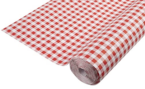 Pronappe Tischdecke 800670I 16er Pack Einweg-Tischdecken aus geprägtem Papier, einzigartige, ästhetische und tiefe Prägung Länge 6m Breite 1,20m (pro Rolle) Farbe Vichy-Rot hergestellt in Frankreich von Pro Nappe