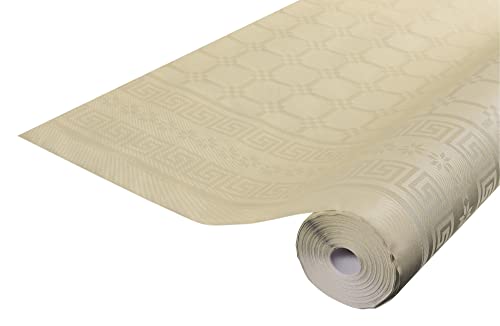 Pronappe Tischdecke R482568I Einweg-Tischdecke aus Damastpapier Länge 25m Breite 1,20m (pro Rolle) Farbe Beige Damastpapier mit schickem und klassischem Universalmuster von Pro Nappe