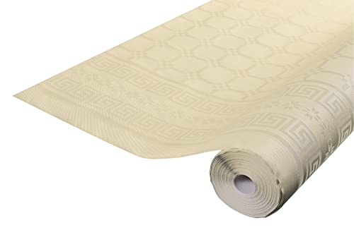 Pronappe Tischdecke R482524I Einweg-Tischdecke aus Damastpapier Länge 25m Breite 1,20m (pro Rolle) Farbe Elfenbein Damastpapier mit einem schicken und klassischen Universalmuster von Pro Nappe