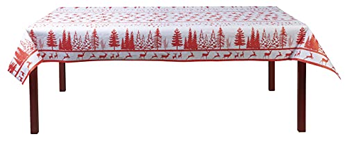 Pronappe Tischdecke R482581I Einweg-Tischdecke aus Damastpapier Länge 25m Breite 1,20m (pro Rolle) Rotes Weihnachtsdekor Damastpapier mit einem schicken und klassischen Universalmuster von Pro Nappe
