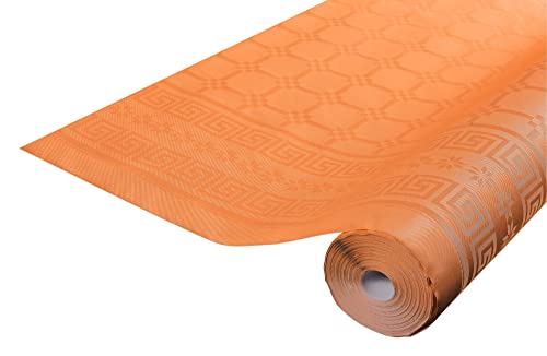 Pronappe Tischdecke R480612I 12er Pack Einweg-Tischdecken aus Damastpapier Länge 6m Breite 1,20m (pro Rolle) Farbe Orange Damastpapier mit universellem Muster schick und klassisch von Pro Nappe