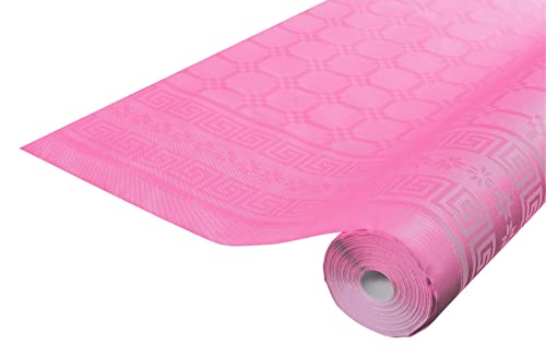 Pronappe Tischdecke R480614I 12er Pack Einweg-Tischdecken aus Damastpapier Länge 6m Breite 1,20m (pro Rolle) Farbe bonbonrosa Damastpapier mit universellem Muster schick und klassisch von Pro Nappe